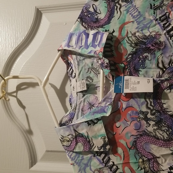 Rue21 Button Down Dragon Print Shirt NEW WT - Picture 3 of 7